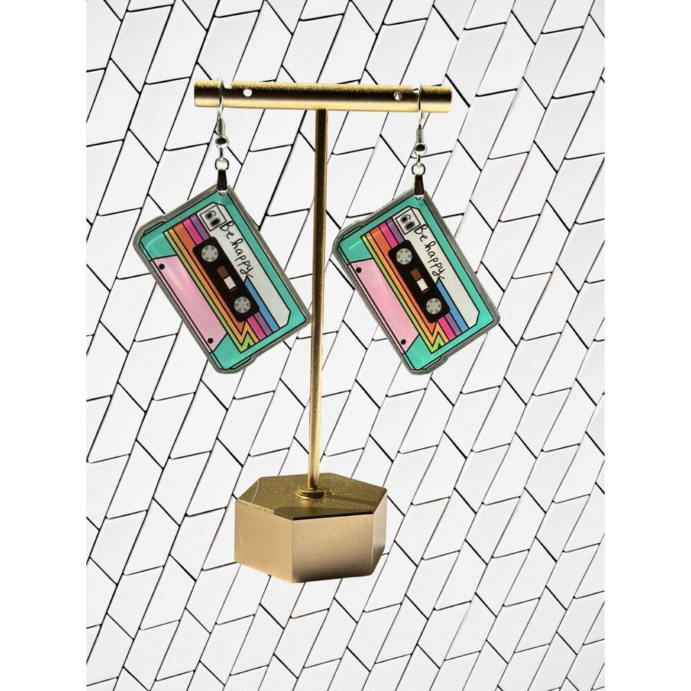 Retro Vintage 80’s and 90’s Cassette Tape Boom Box Earrings Gift for Mom